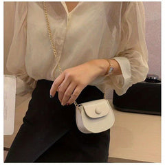 Mini Crossbody Bag Women's Stylish Chain Bag Solid Color Small PU Leather Bag