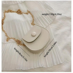 Mini Crossbody Bag Women's Stylish Chain Bag Solid Color Small PU Leather Bag