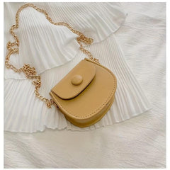 Mini Crossbody Bag Women's Stylish Chain Bag Solid Color Small PU Leather Bag