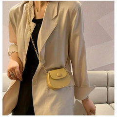 Mini Crossbody Bag Women's Stylish Chain Bag Solid Color Small PU Leather Bag