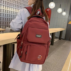 Student Bag Large Capacity Solid Backpack Style Bag Preppy Travel Bag