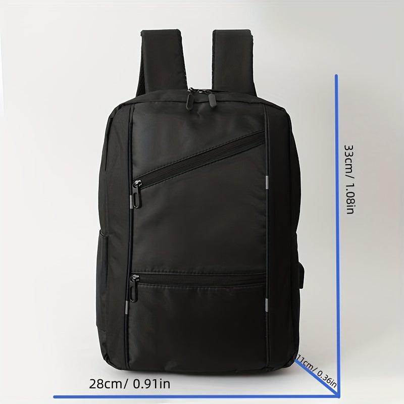 Solid Business Backpack with USB Port