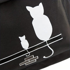 Kitten Pattern Schoolbag With Small Plush Ball Student Backpack