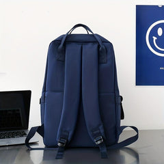 Casual Students Backpack Large Capacity Preppy School Bag Solid Travel Bag