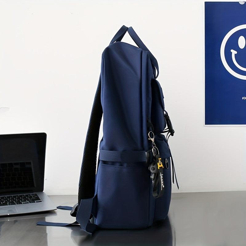 Casual Students Backpack Large Capacity Preppy School Bag Solid Travel Bag