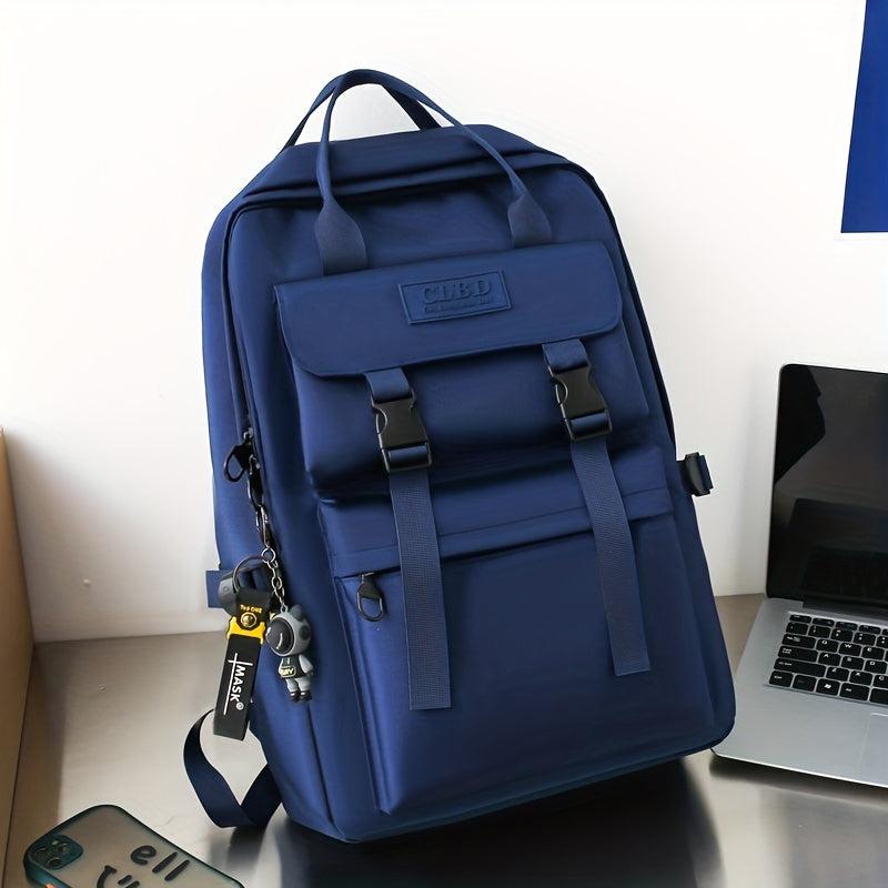 Casual Students Backpack Large Capacity Preppy School Bag Solid Travel Bag