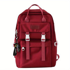 Casual Students Backpack Large Capacity Preppy School Bag Solid Travel Bag