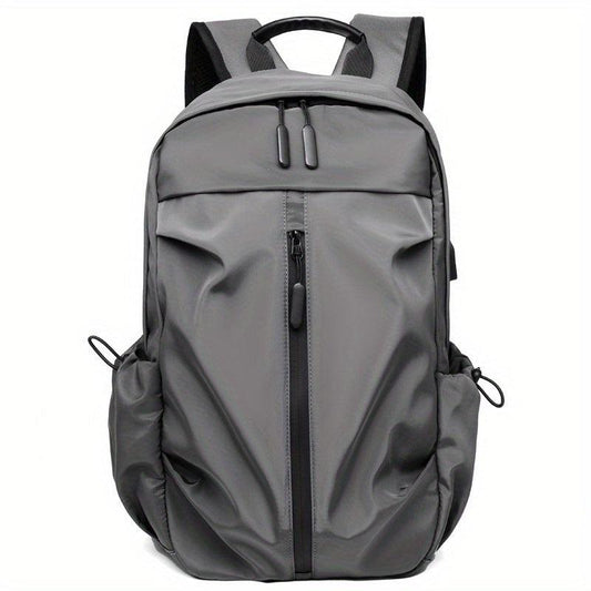 Pleated Backpack USB Charging Port Laptop Bag Business Trip Conference Solid Ver