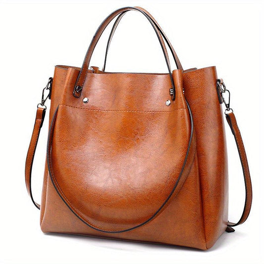 Soft Leather Retro Large Capacity Tote Bag