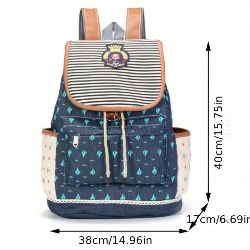 Casual Sailboat Print Drawstring Backpack for Travel