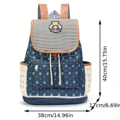 Casual Sailboat Print Drawstring Backpack for Travel