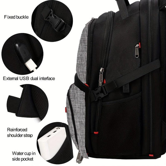 Large Capacity USB Laptop Backpack 43 18 cm Water Resistant Travel Backpack
