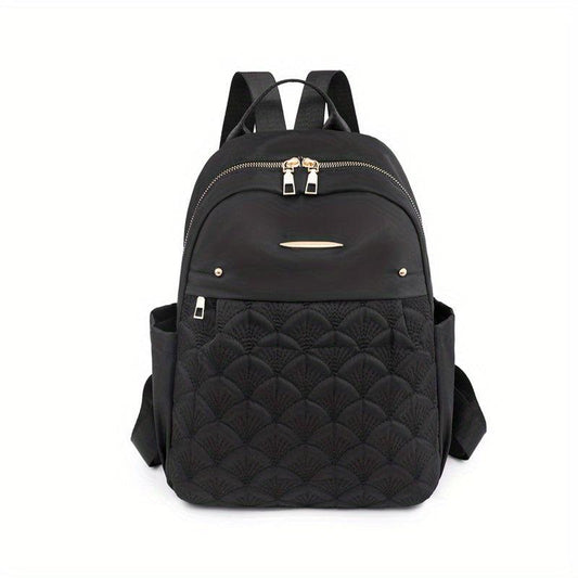 Embroidered Solid Backpack For Travel Commuting