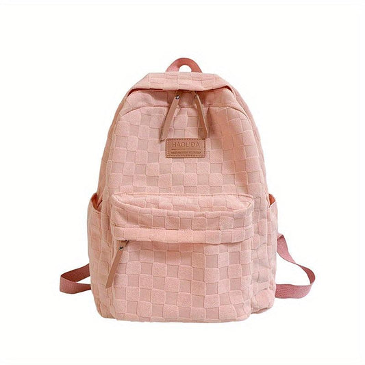 Casual Checkered School Bag Large Capacity Backpack