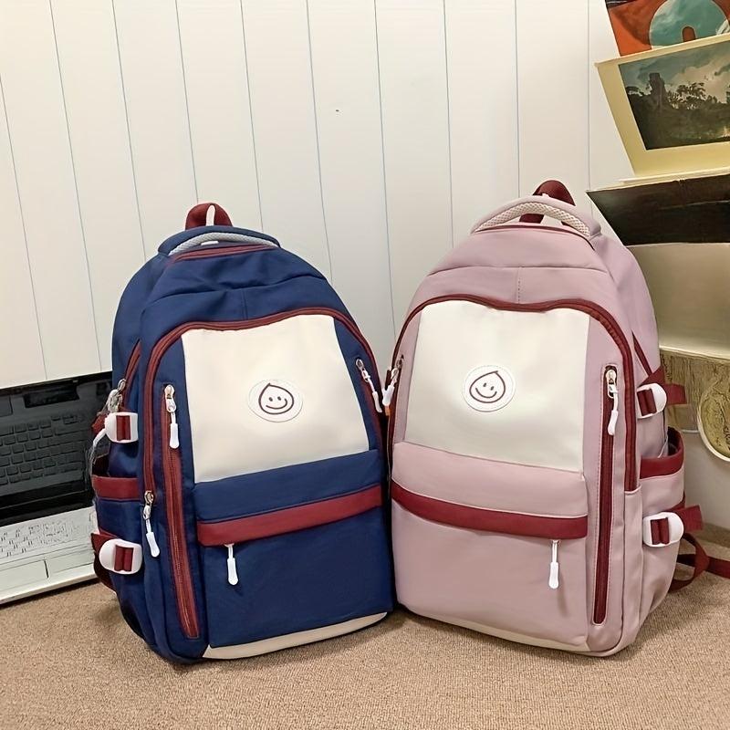 Large Capacity College Student Backpack Men And Women Casual Contrast Backpack