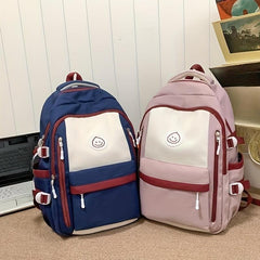 Large Capacity College Student Backpack Men And Women Casual Contrast Backpack