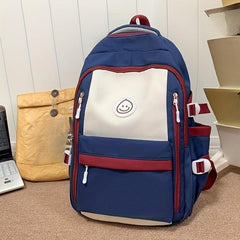 Large Capacity College Student Backpack Men And Women Casual Contrast Backpack