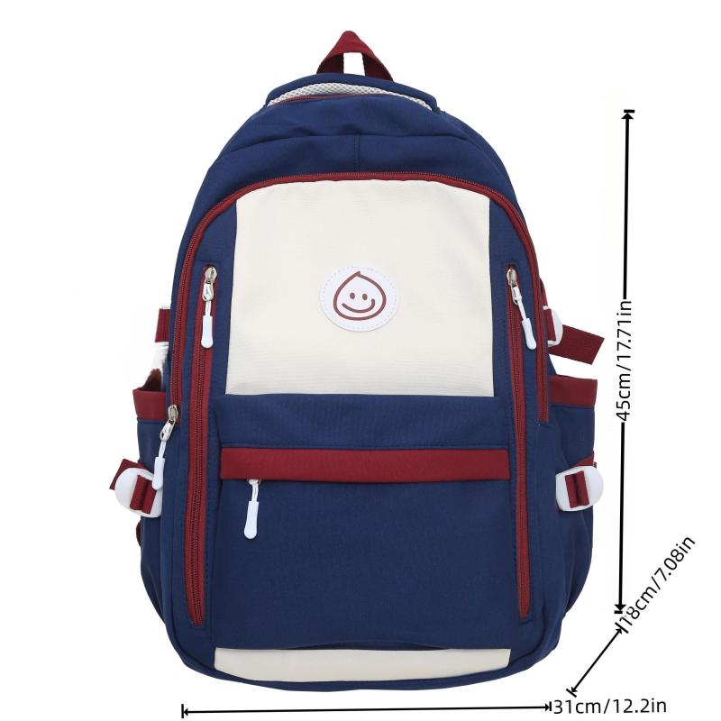 Large Capacity College Student Backpack Men And Women Casual Contrast Backpack