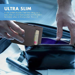 Men's Slim RFID Blocking Leather Wallet Money Clip Bifold
