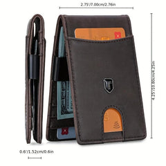 Men's Slim RFID Blocking Leather Wallet Money Clip Bifold
