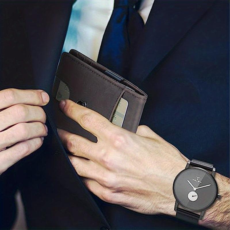 Men's Slim RFID Blocking Leather Wallet Money Clip Bifold