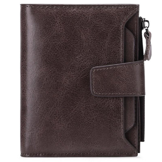 Men's Casual Leather Wallet with Zipper Coin Pocket