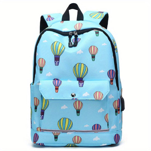 Casual Student School Bag with Reflective Strip and USB Port