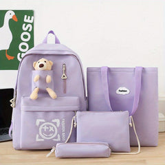 4pcs Backpack Set Crossbody Bag Handbag Pencil Bag Large Capacity Waterproof