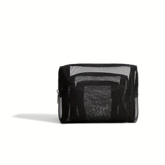 3pcs Mesh Cosmetic Bag Portable Toiletry Travel Storage Set