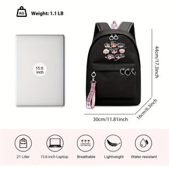 Anime Character Pattern Backpack Large Capacity Waterproof Travel Work Bag