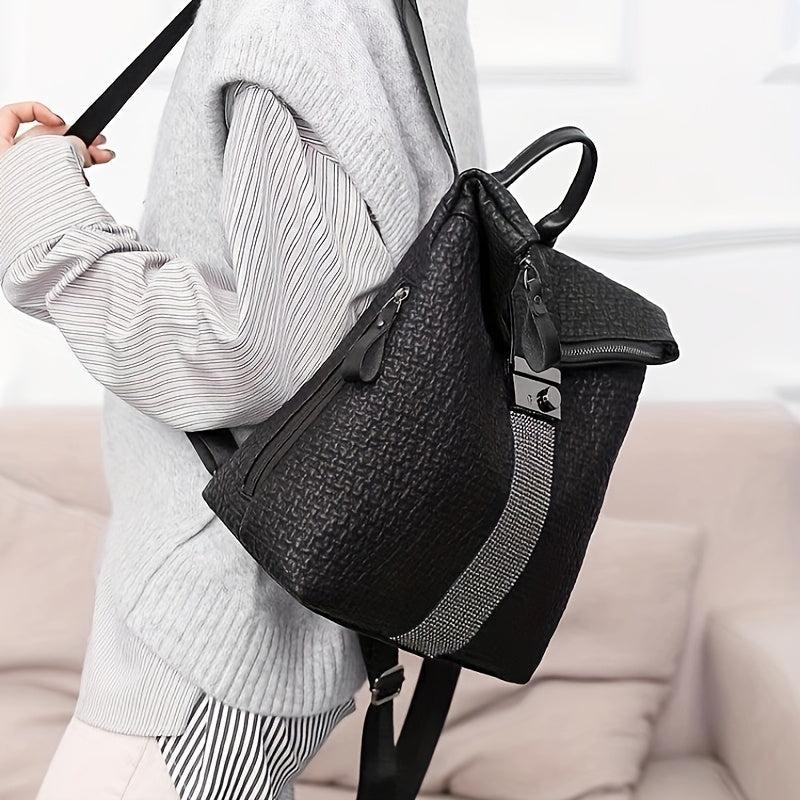 Leather Backpack Diamond Anti-theft Bag Soft Leather Student Travel Bag