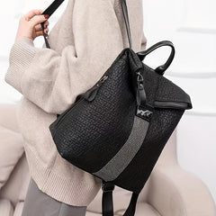 Leather Backpack Diamond Anti-theft Bag Soft Leather Student Travel Bag