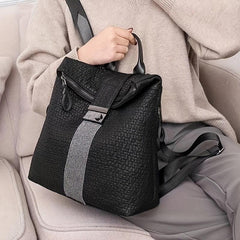Leather Backpack Diamond Anti-theft Bag Soft Leather Student Travel Bag