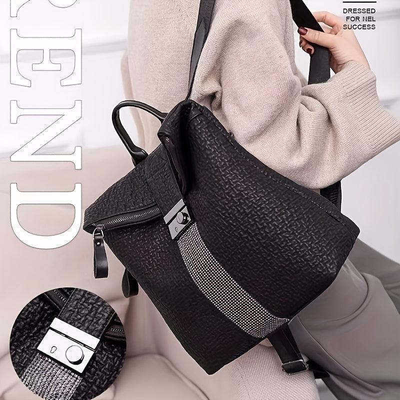 Leather Backpack Diamond Anti-theft Bag Soft Leather Student Travel Bag