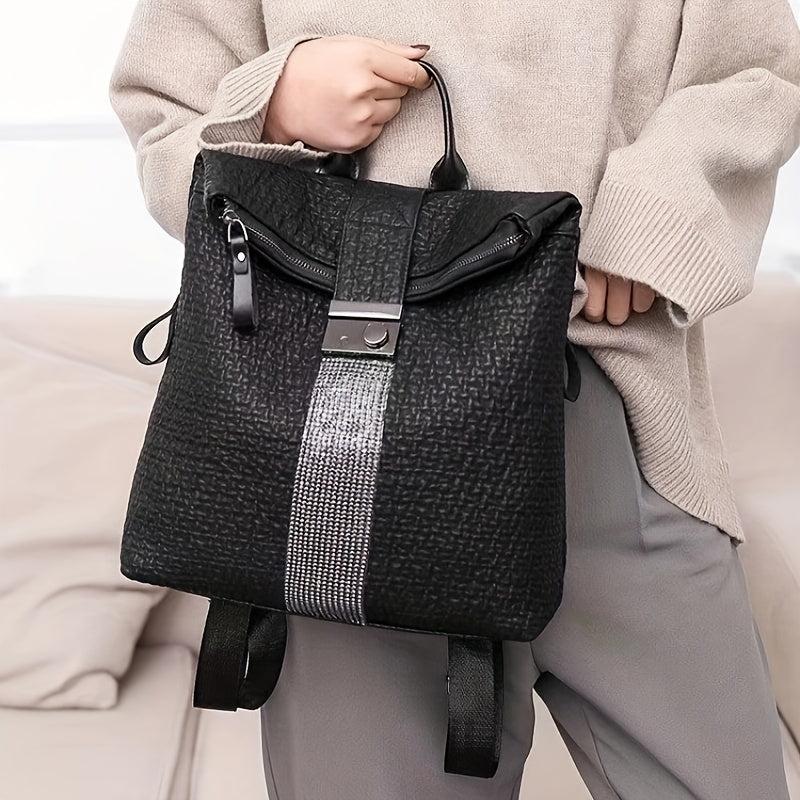 Leather Backpack Diamond Anti-theft Bag Soft Leather Student Travel Bag