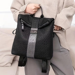 Leather Backpack Diamond Anti-theft Bag Soft Leather Student Travel Bag