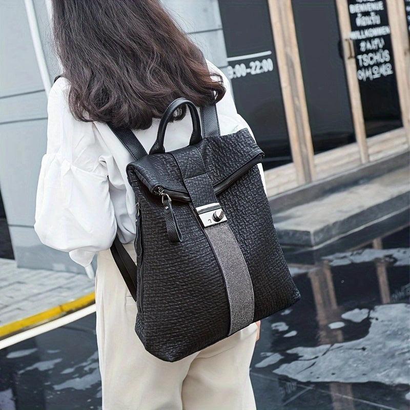 Leather Backpack Diamond Anti-theft Bag Soft Leather Student Travel Bag