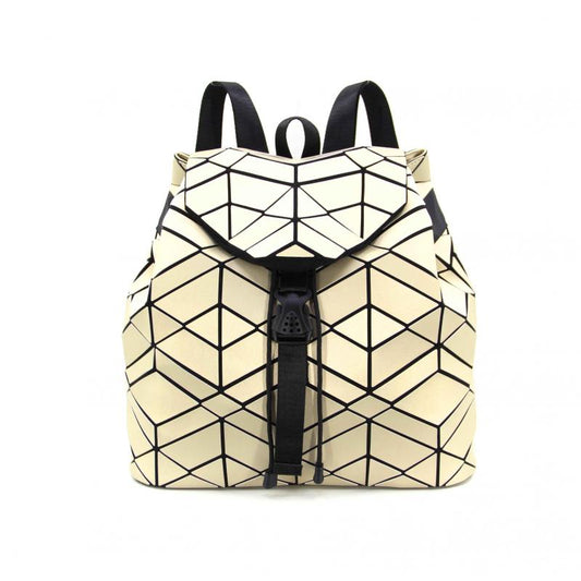 Argyle Flap Backpack Drawstring Double Shoulder Bag for Women