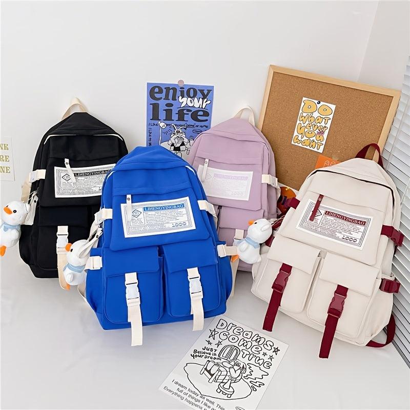 Casual Men's Backpack Zipper Bag With Side Pocket For School Student
