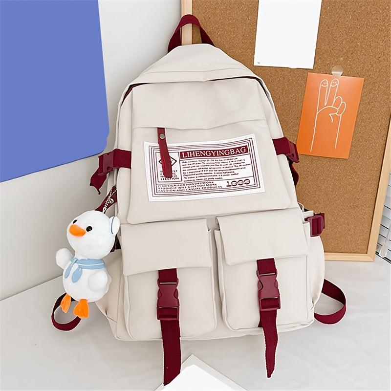 Casual Men's Backpack Zipper Bag With Side Pocket For School Student