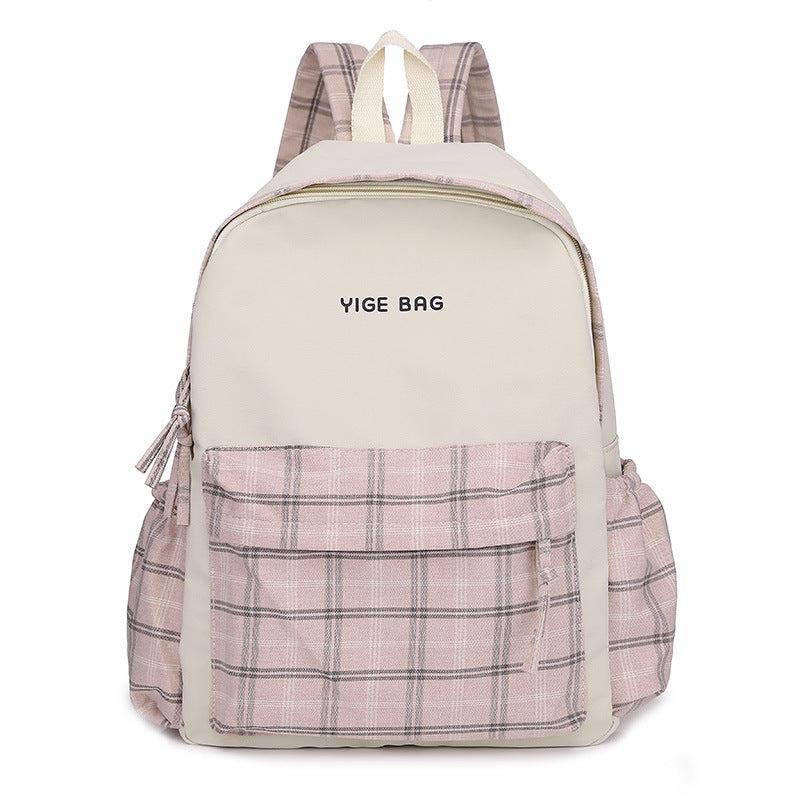Plaid Students Backpack Double Shoulder Bag Unisex Schoolbag