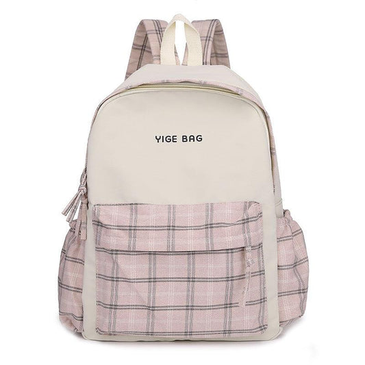 Plaid Students Backpack Double Shoulder Bag Unisex Schoolbag