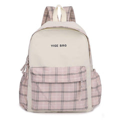 Plaid Students Backpack Double Shoulder Bag Unisex Schoolbag