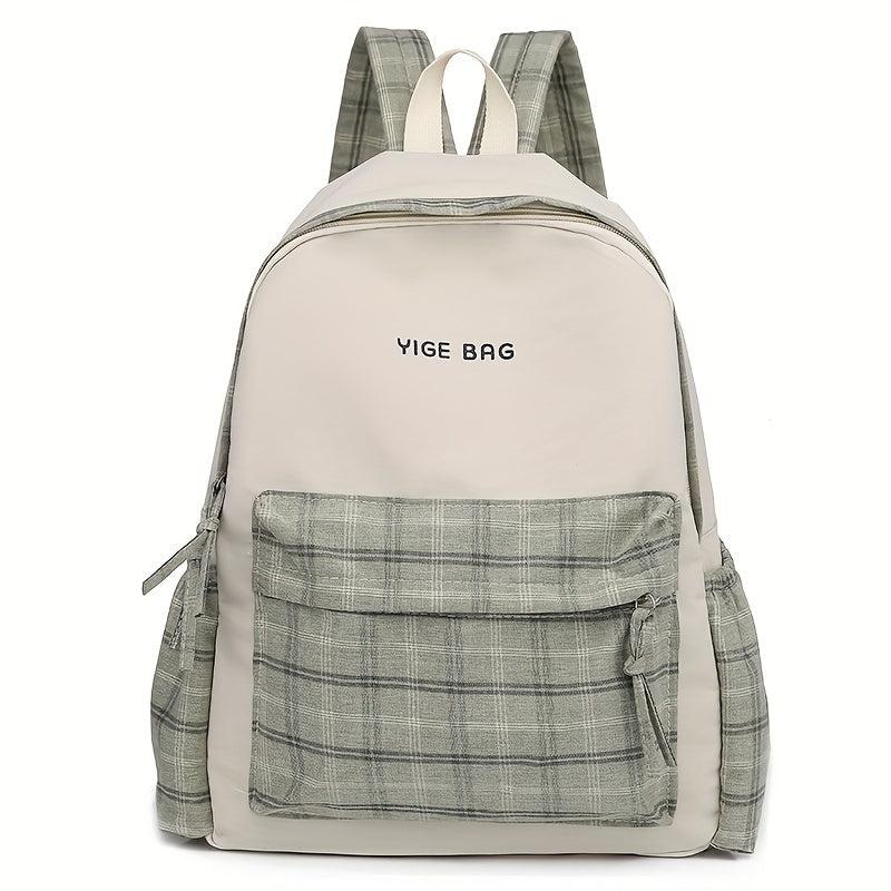 Plaid Students Backpack Double Shoulder Bag Unisex Schoolbag