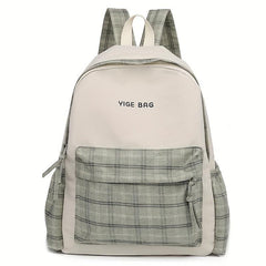 Plaid Students Backpack Double Shoulder Bag Unisex Schoolbag