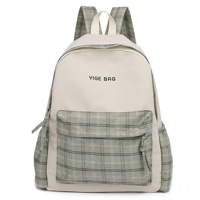 Plaid Students Backpack Double Shoulder Bag Unisex Schoolbag