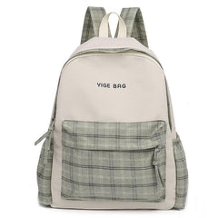 Plaid Students Backpack Double Shoulder Bag Unisex Schoolbag