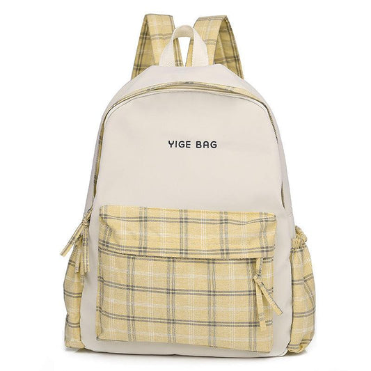 Plaid Students Backpack Double Shoulder Bag Unisex Schoolbag