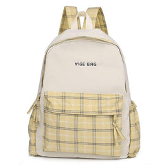 Plaid Students Backpack Double Shoulder Bag Unisex Schoolbag
