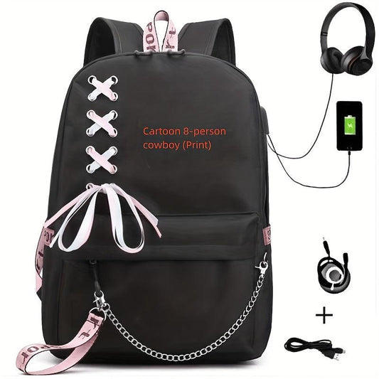 Casual Backpack With USB Charging Travel Bag Computer Bag